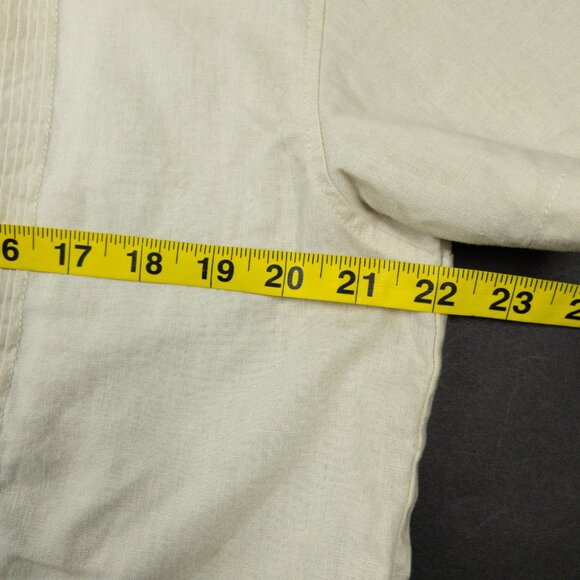 Dandy Del Mar Brisa Shirt Men's Large Linen Floral Embroidered Guayabera Camp - Picture 13 of 13